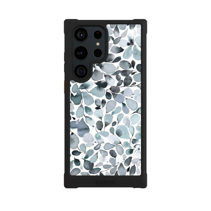 Galaxy S23 Ultra NIVOmax Eucalyptus Watercolor Leaves Grey