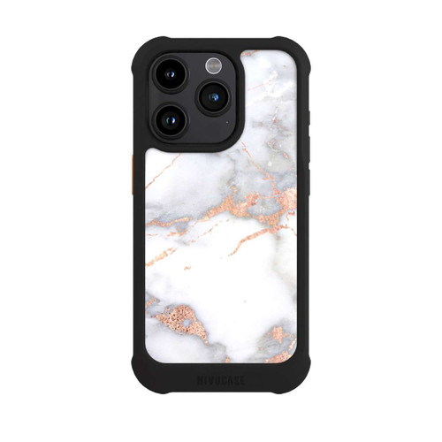 Apple iPhone 15 Pro NIVOmax Marbre Blanc et Doré