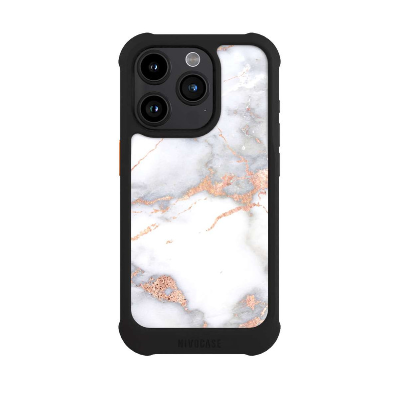 iPhone 15 Pro NIVOmax Marbre Blanc et Doré