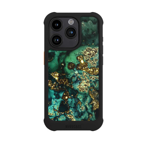 Apple iPhone 15 Pro NIVOmax Cyan Glitzer Marmorlook