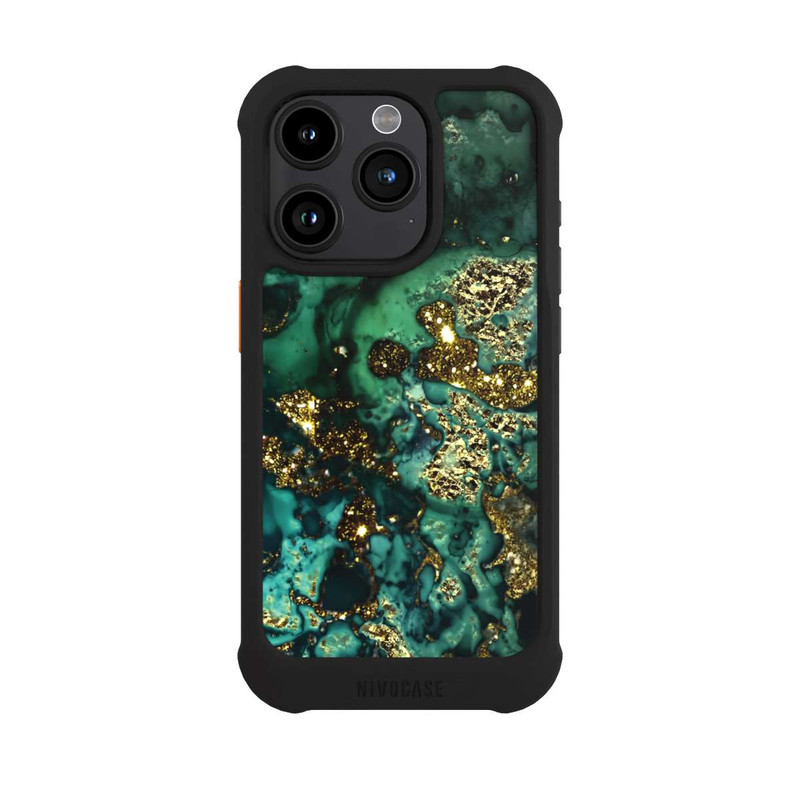 iPhone 15 Pro NIVOmax Cyan Glitzer Marmorlook
