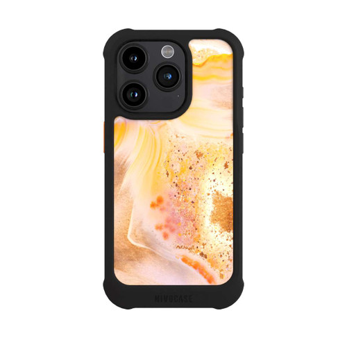 Apple iPhone 15 Pro NIVOmax Orangefarbener Glitzer Marmorlook