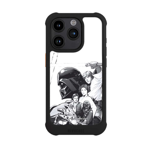 Apple iPhone 15 Pro NIVOmax Personnages StarWars - Noir et Blanc