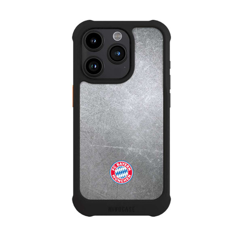 Apple iPhone 15 Pro NIVOmax Logo FCB Classique Petit - Coloré sur Fond Métallique