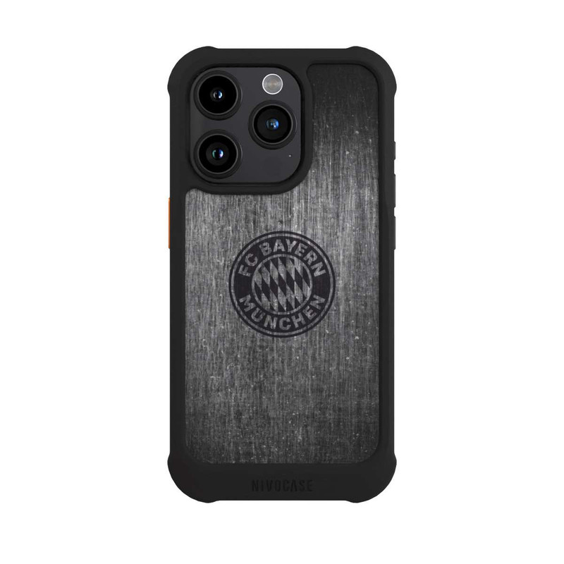 iPhone 15 Pro NIVOmax Metalllook FCB Logo einfarbig