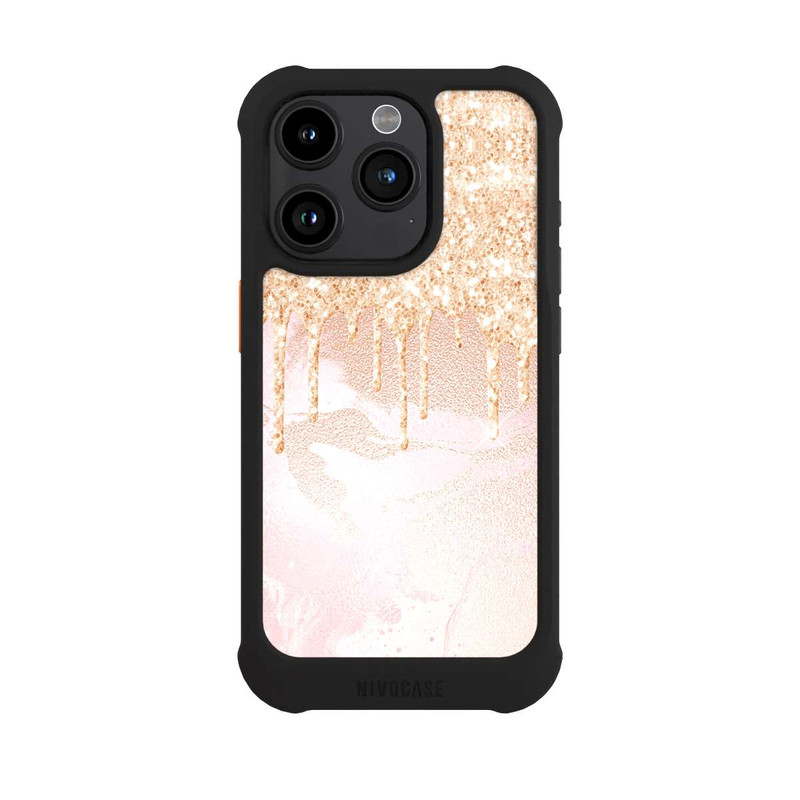 iPhone 15 Pro NIVOmax  Roségoldener Glitzer Tropfen Look