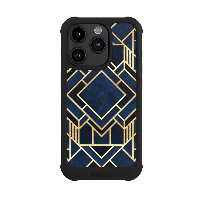 iPhone 15 Pro NIVOmax Kunst Deko Blau Golddruck
