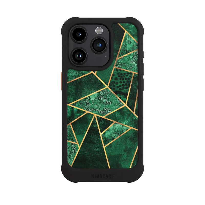 iPhone 15 Pro NIVOmax Tief Smaragdgrün Golddruck