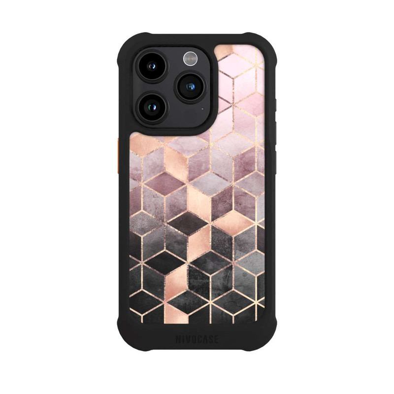 iPhone 15 Pro NIVOmax Pink-grauer Farbverlauf Würfel Druck