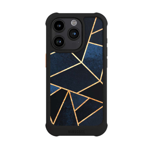 Apple iPhone 15 Pro NIVOmax Navy Stein Golddruck