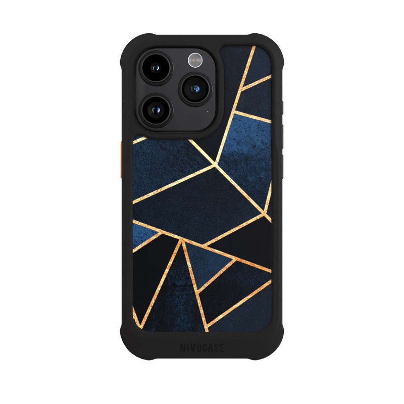 iPhone 15 Pro NIVOmax Navy Stein Golddruck