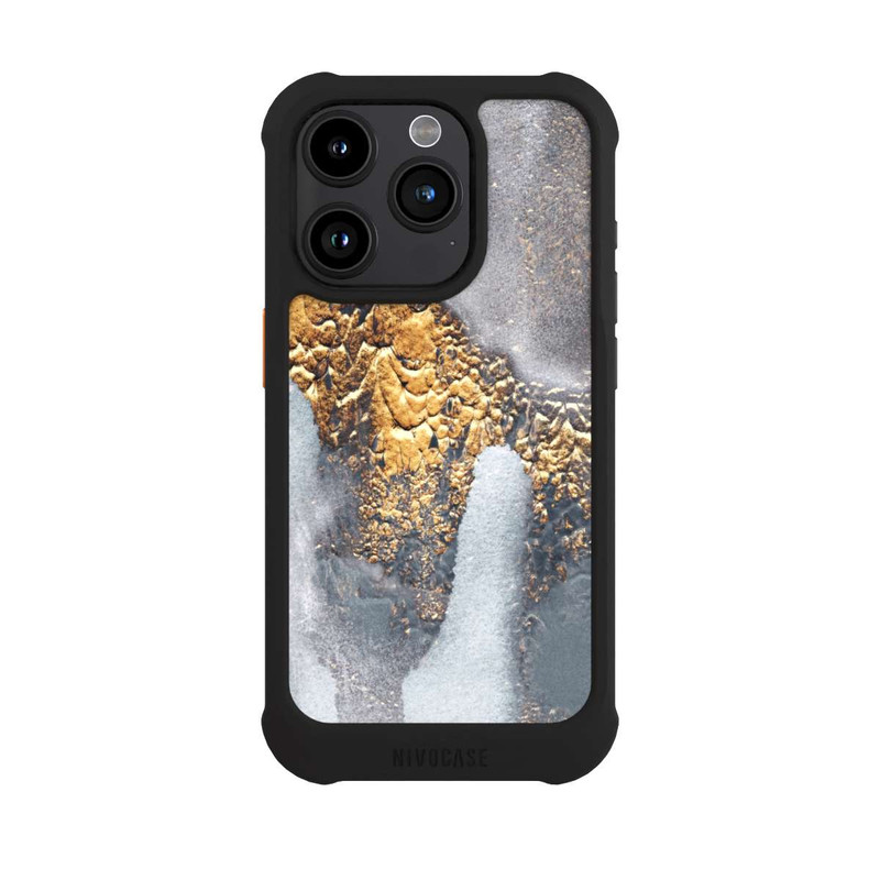 iPhone 15 Pro NIVOmax Beton-Gold-Glitzerlook