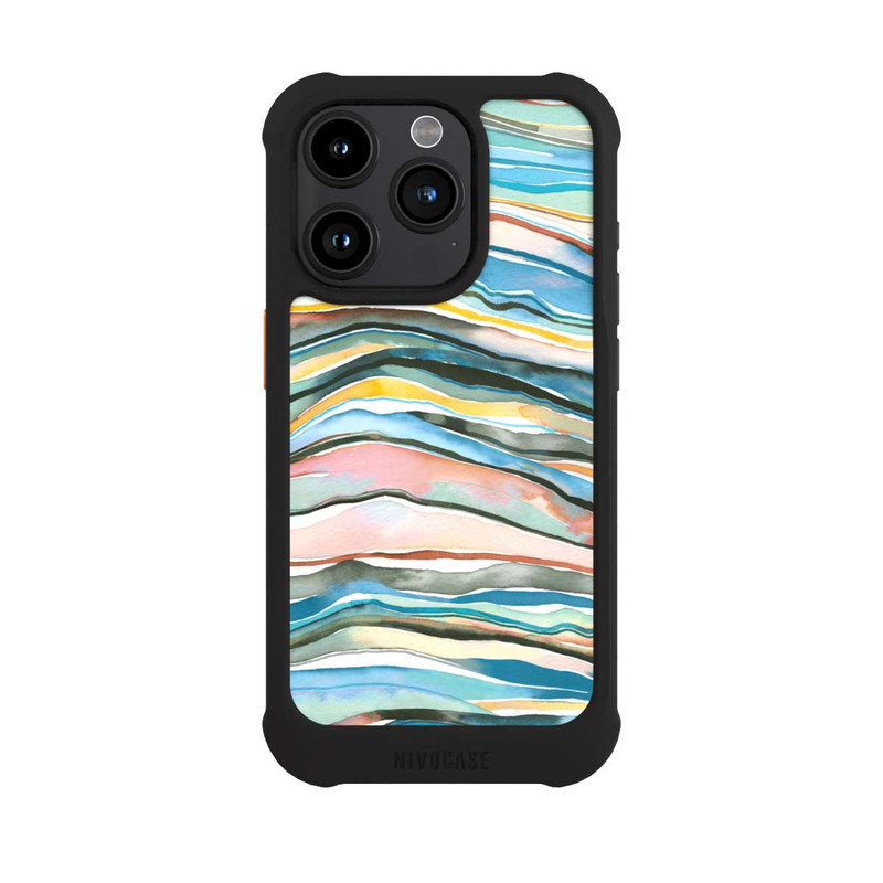 iPhone 15 Pro NIVOmax Watercolor Agate Layers Blue