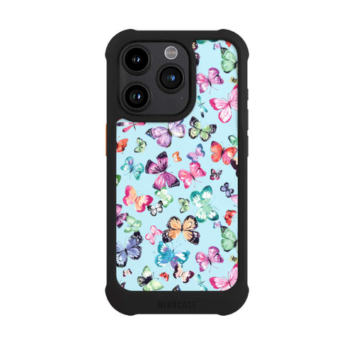 Apple iPhone 15 Pro NIVOmax Schmetterlinge rosa orange blau
