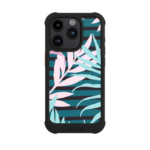 Apple iPhone 15 Pro NIVOmax Pastell-Dschungelblätter rosa blaugrün