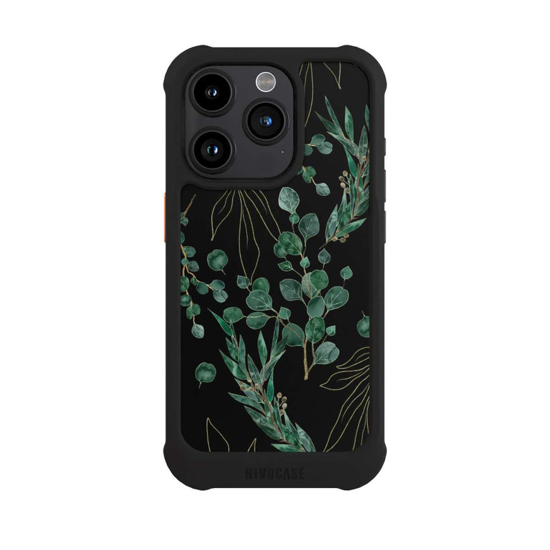 iPhone 15 Pro NIVOmax Eukalyptusblätter schwarz