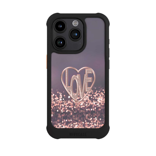 Apple iPhone 15 Pro NIVOmax LOVE Glitzerrosa