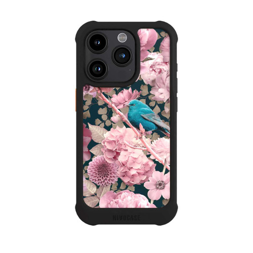 Apple iPhone 15 Pro NIVOmax Spatzen im rosa Blumenmuster