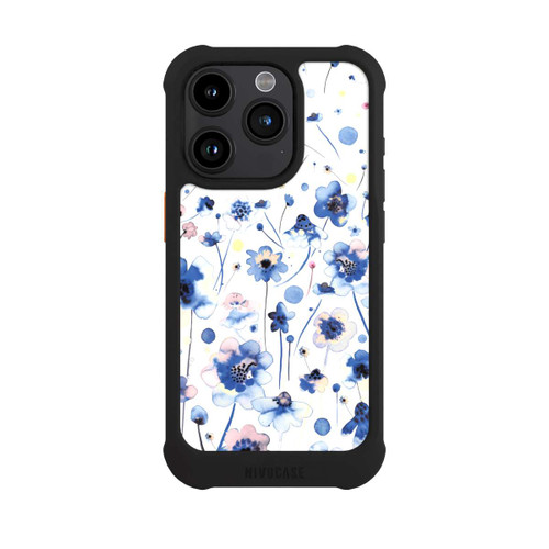 Apple iPhone 15 Pro NIVOmax Aquarelltinte blaue Blumen