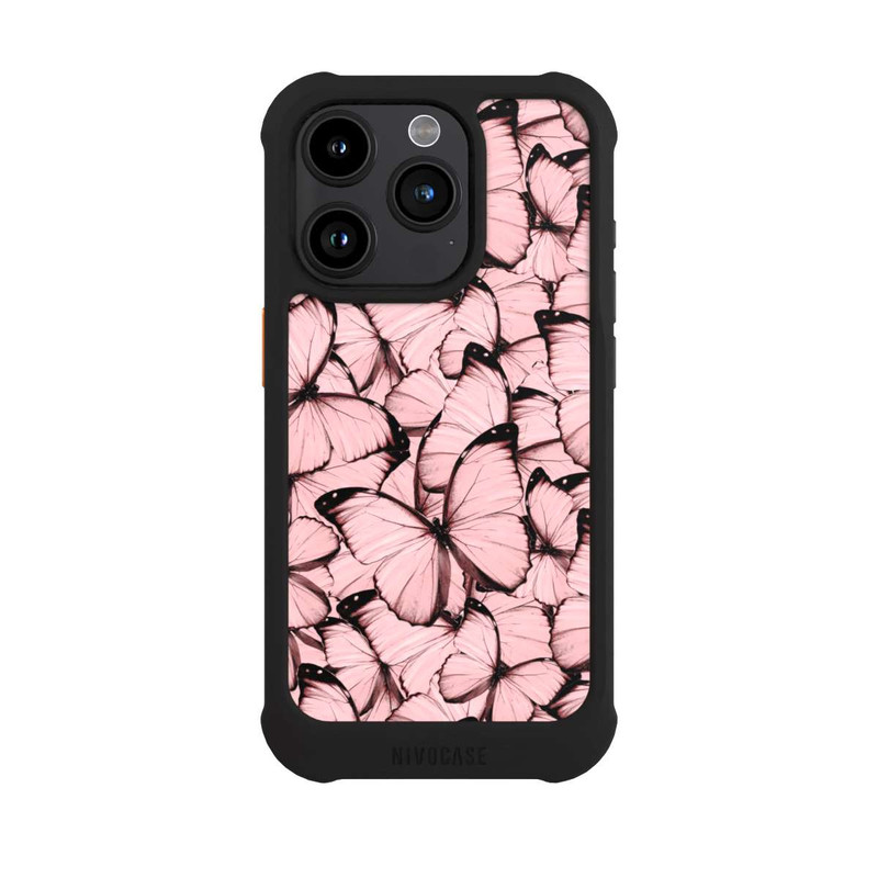 iPhone 15 Pro NIVOmax Rosa Schmetterling-Muster