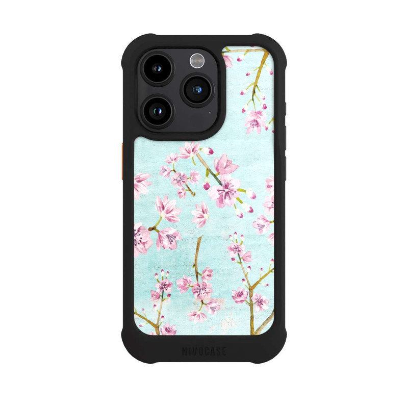iPhone 15 Pro NIVOmax Cherry Blossom Twigs Pattern Light Blue