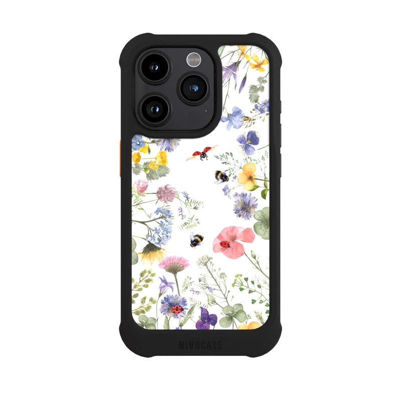 iPhone 15 Pro NIVOmax Bunte Frühlingsblumen und Bienen