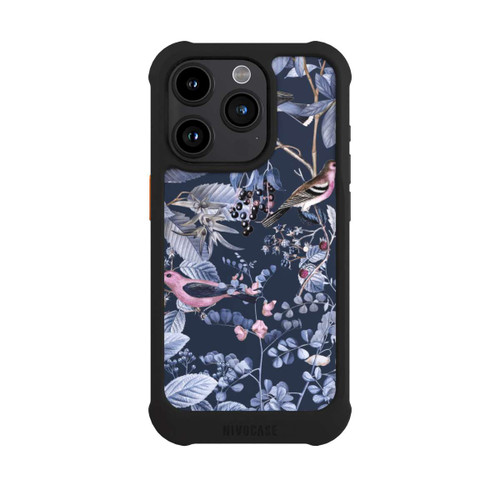 Apple iPhone 15 Pro NIVOmax Oiseaux et Baies Bleu