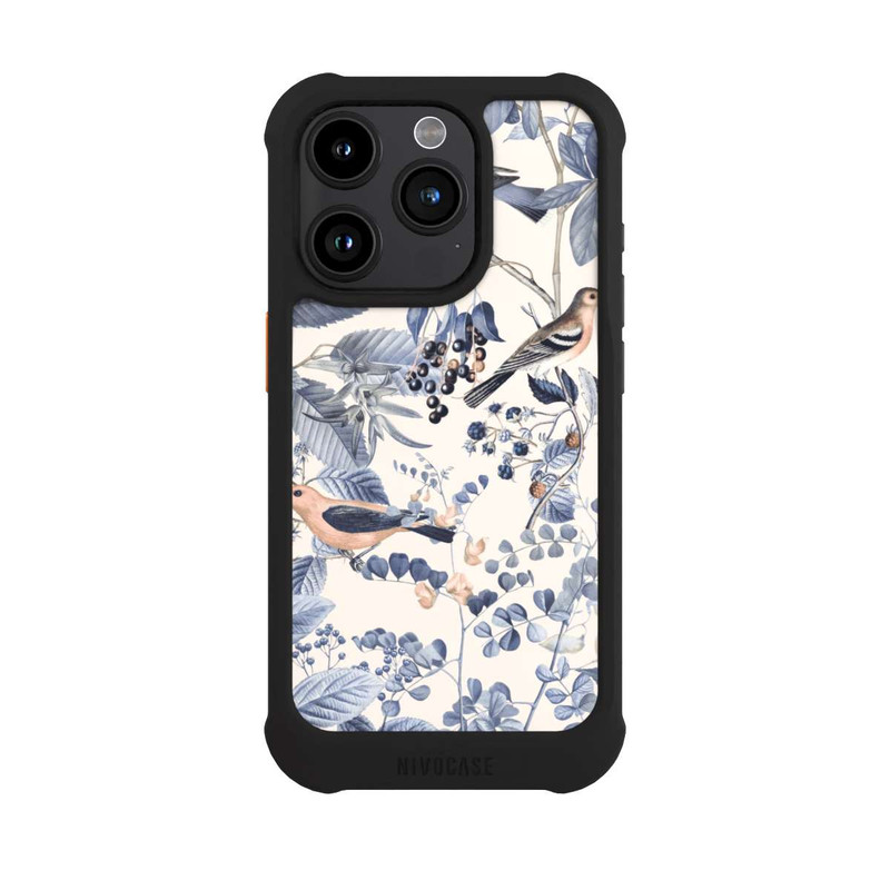 iPhone 15 Pro NIVOmax Vögel und Beeren in Beige