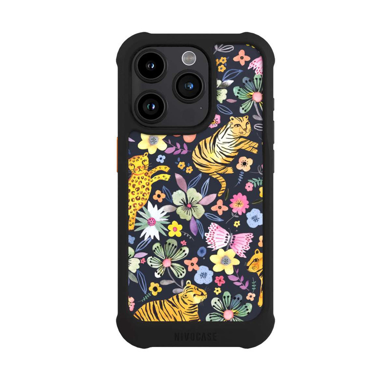 iPhone 15 Pro NIVOmax Spring Tigers Flowers Black
