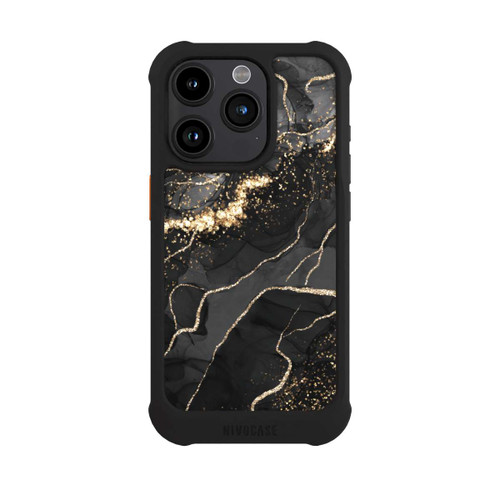 Apple iPhone 15 Pro NIVOmax Dunkler Marmor Wirbel Goldoptik