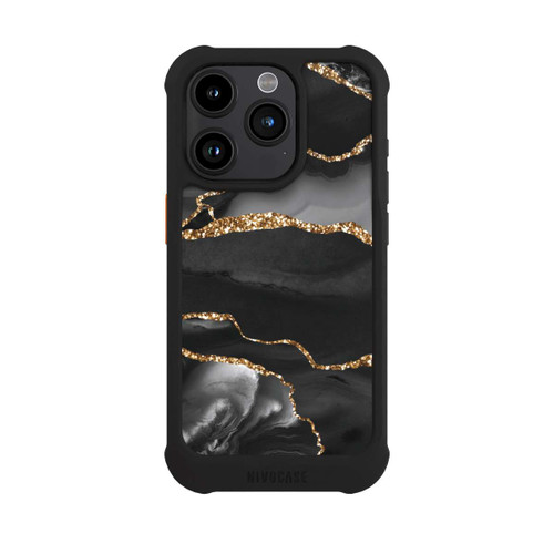 Apple iPhone 15 Pro NIVOmax Dunkle Marmorstreifen im Goldlook
