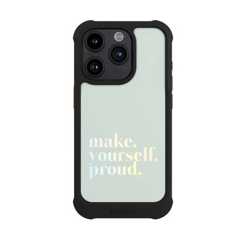 Apple iPhone 15 Pro NIVOmax Make Yourself Proud Zitat-Minze und Farbverlauf