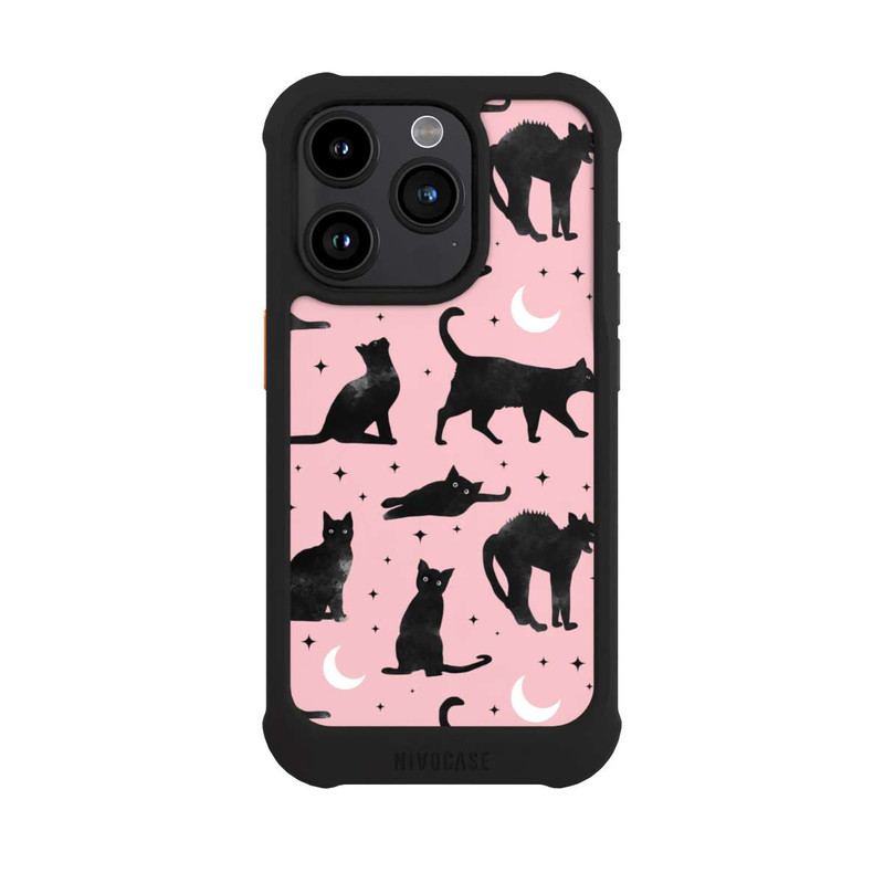 iPhone 15 Pro NIVOmax Lune & Chats Fond Rose