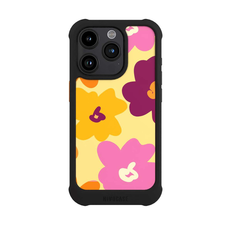 iPhone 15 Pro NIVOmax Fleurs Colorées Rétro