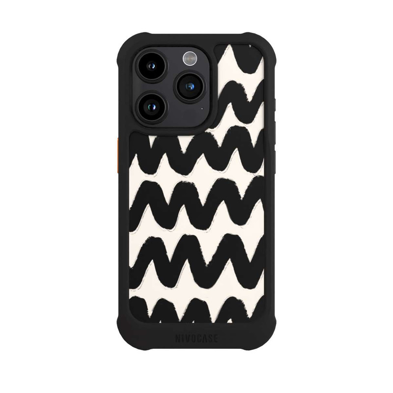 iPhone 15 Pro NIVOmax Vagues Noires Pattern