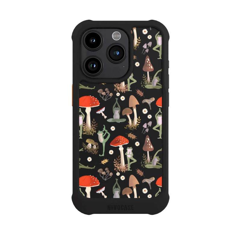 iPhone 15 Pro NIVOmax Yoga-Frösche mit Pilzen