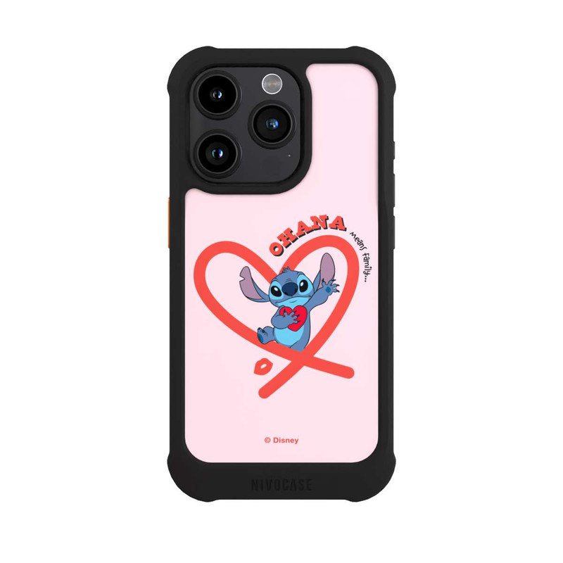 iPhone 15 Pro NIVOmax Stitch Ohana Cœur rose