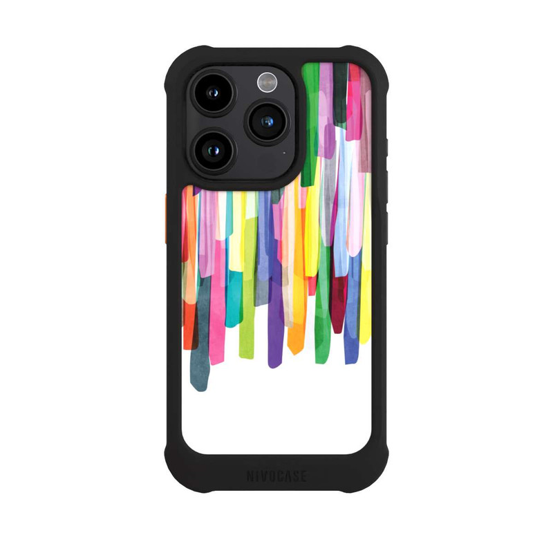 iPhone 15 Pro NIVOmax Bunte Streifen Weißer Hintergrund