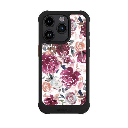 Apple iPhone 15 Pro NIVOmax Herbstpfingstrosen und Rosen in Rosa