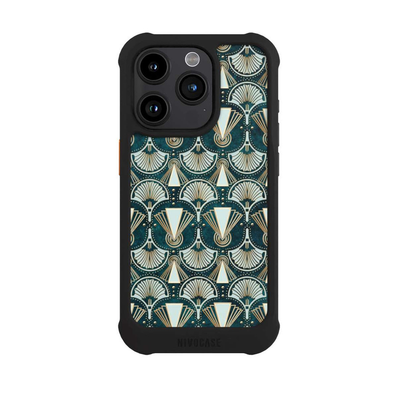 iPhone 15 Pro NIVOmax Art Deco Green Pattern