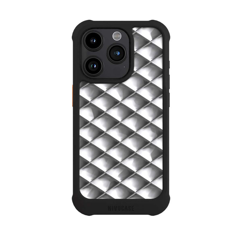 iPhone 15 Pro NIVOmax Glamour Silver Squares