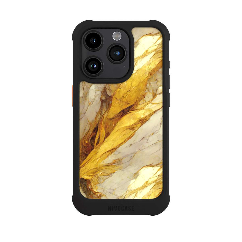 iPhone 15 Pro NIVOmax Weiße Marmor-Golddruckschichten