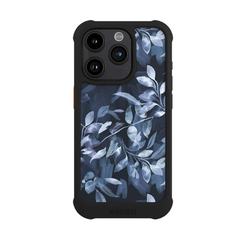 Apple iPhone 15 Pro NIVOmax Mystische Aquarellblätter marineblau