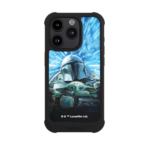 Apple iPhone 15 Pro NIVOmax Grogu und Mando fliegen blau