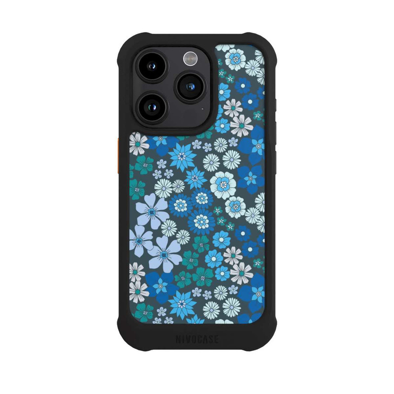 iPhone 15 Pro NIVOmax Fleurs bleues DeinDesign