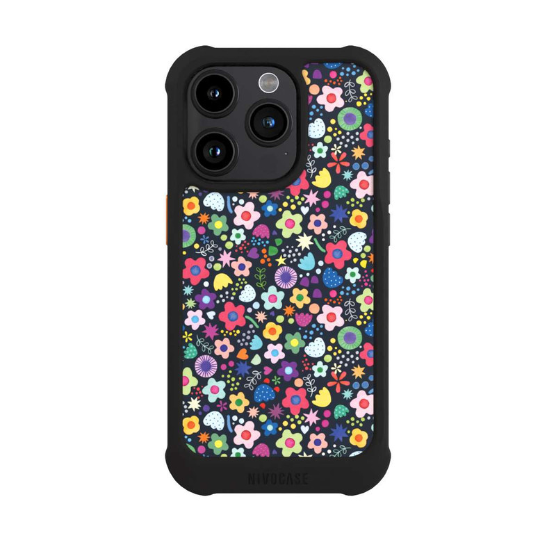 iPhone 15 Pro NIVOmax Psychedelic Flowers Multi Black