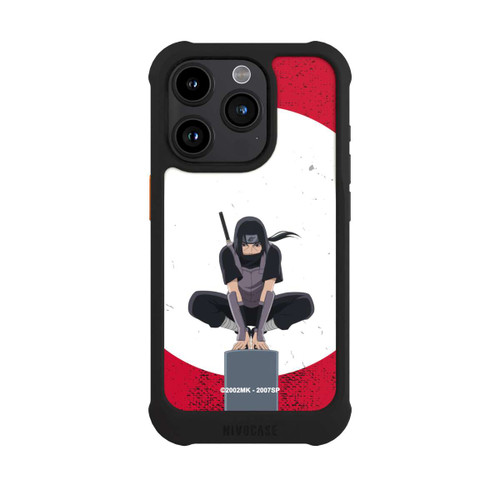 Apple iPhone 15 Pro NIVOmax Itachi Uchiha Symbol Roter Hintergrund
