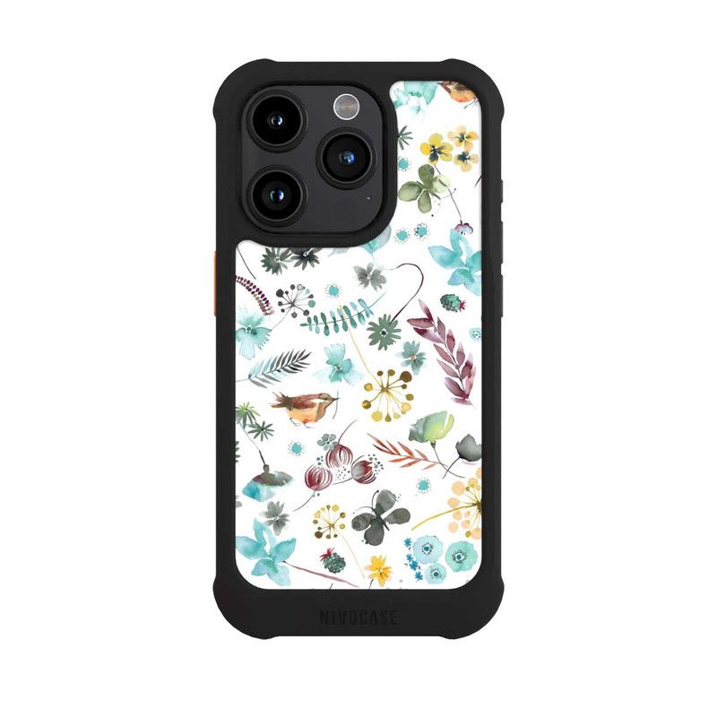 iPhone 15 Pro NIVOmax Papillon botanique Nature Bleu