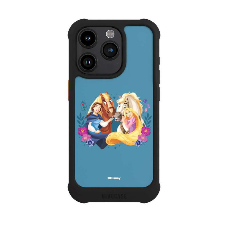 iPhone 15 Pro NIVOmax Disney Prinzessinnen Belle and Rapunzel mit Pferden