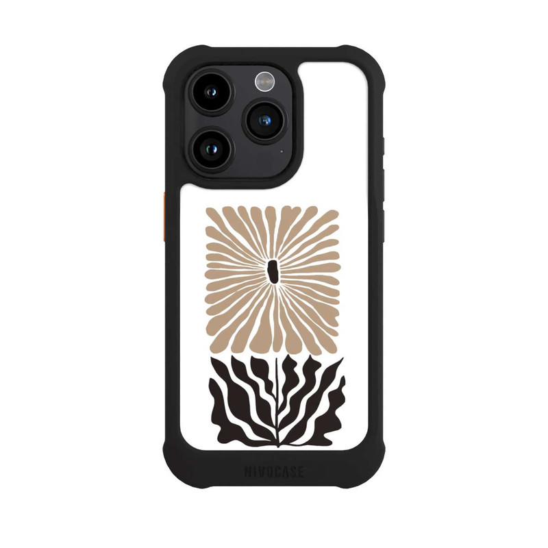 iPhone 15 Pro NIVOmax Eckige Blume Dunkelbraun